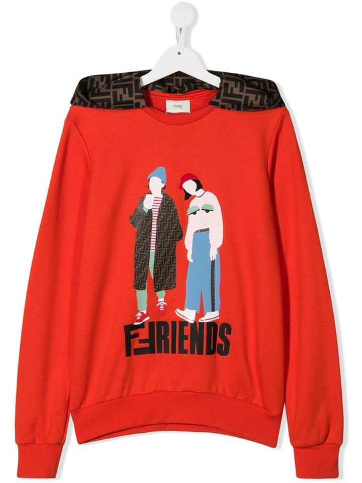 Fendi Kids Friends Hoodie - Red