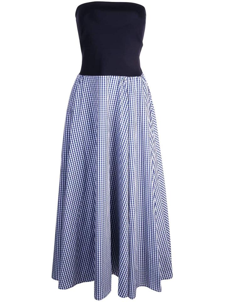 Adeam Bandeau With Gingham Dress - Blue