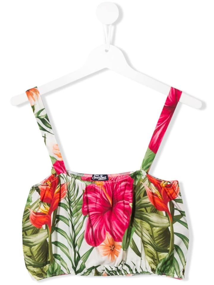 Mc2 Saint Barth Kids Callie Floral Cropped Tank Top - Green