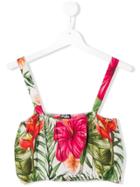 Mc2 Saint Barth Kids Callie Floral Cropped Tank Top - Green