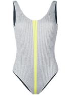 Circus Hotel Contrast Strap Lamé Swimsuit - Metallic