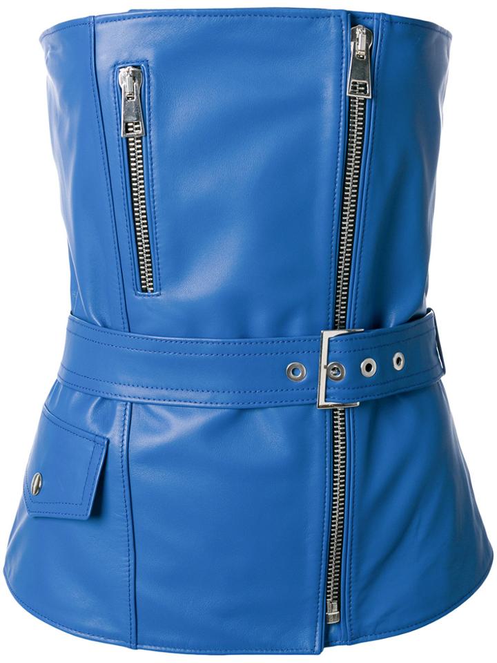 Manokhi Zipped Biker Top - Blue