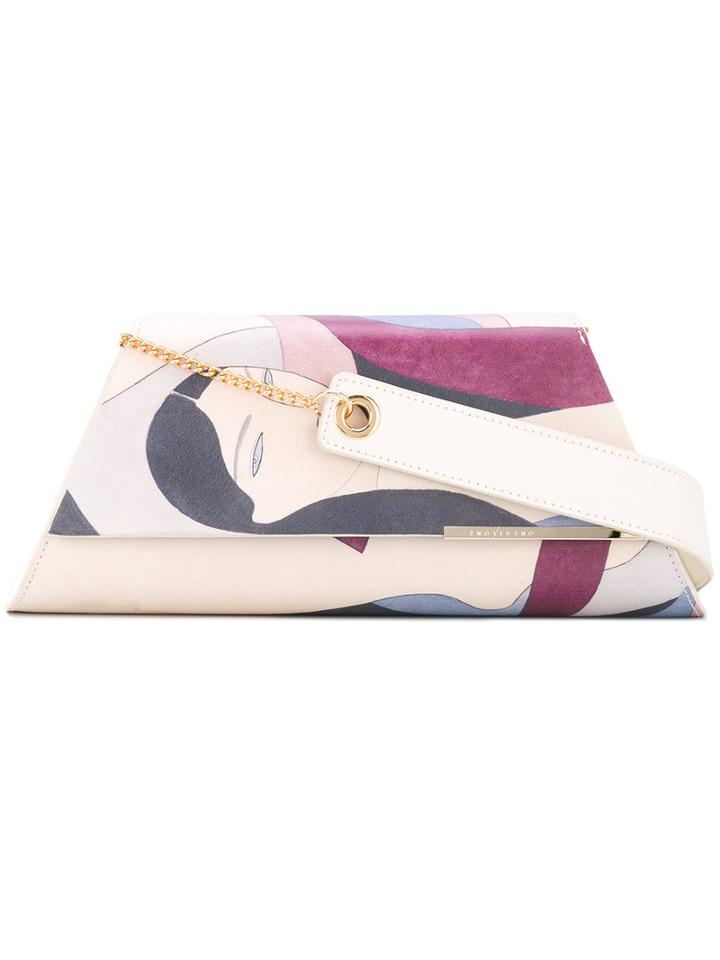 Onesixone - Geometric Printed Clutch - Women - Leather - One Size, Pink/purple, Leather