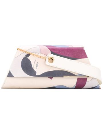 Onesixone - Geometric Printed Clutch - Women - Leather - One Size, Pink/purple, Leather