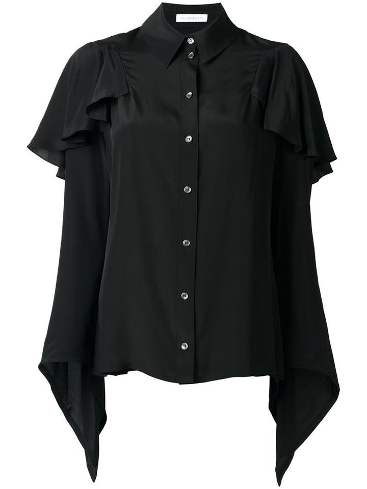 J.w.anderson Ruffled Shoulder Shirts, Women's, Size: 12, Black, Silk/viscose