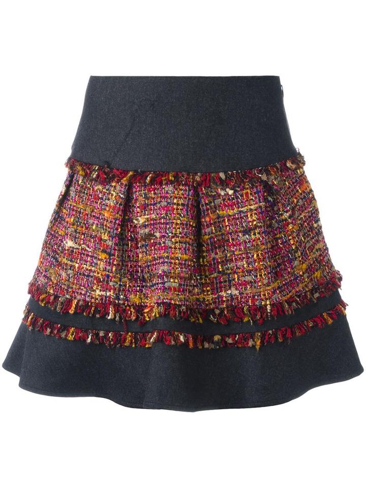 Diane Von Furstenberg Panelled Skirt, Women's, Size: 4, Grey, Cotton/linen/flax/acrylic/spandex/elastane