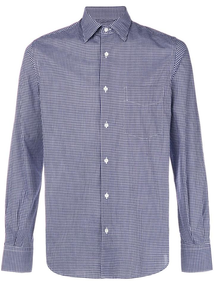 Aspesi Micro Check Print Shirt - Blue