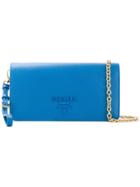 Prada Logo Plaque Chain Wallet - Blue