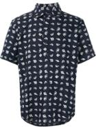 3x1 Fish Print Shortsleeved Shirt, Men's, Size: Xl, Blue, Cotton