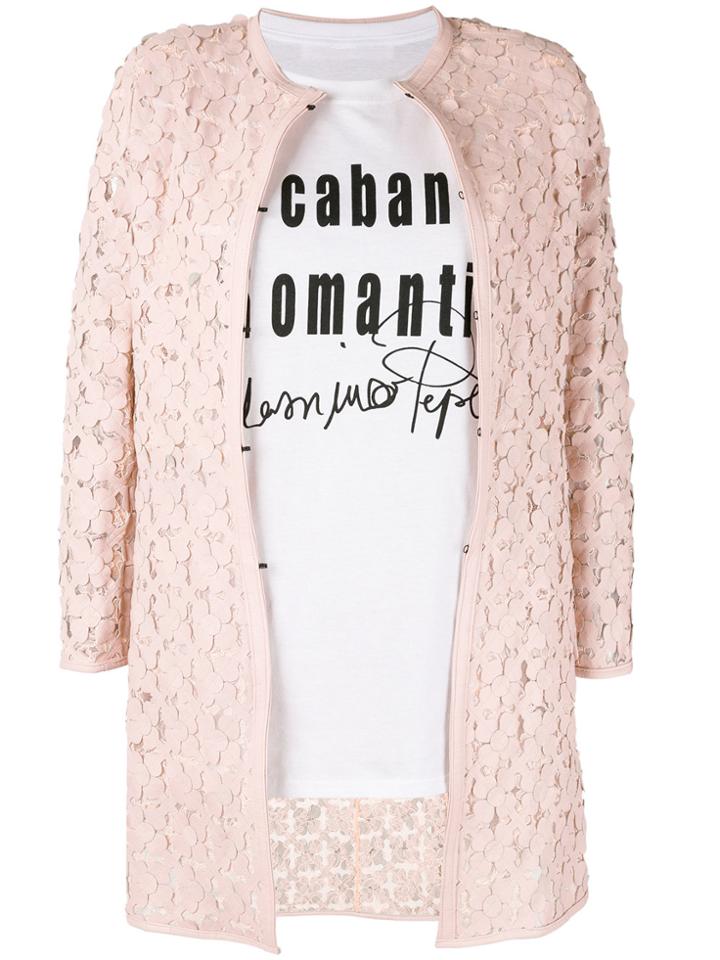 Caban Romantic Flower Patch Coat - Pink & Purple