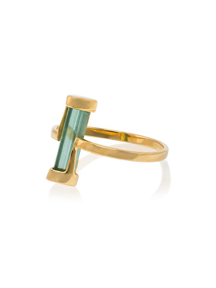 Jessie Western 18k Yellow Gold Kinetic Green Tourmaline Ring