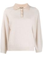 N.peal Contrast Collar Polo Top - Neutrals