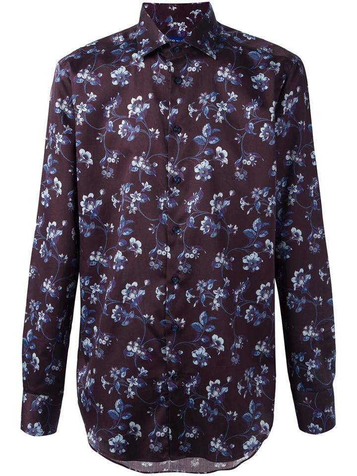 Etro Floral Print Shirt, Men's, Size: 40, Pink/purple, Cotton