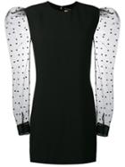 Mini Dress With Heart Print Mesh Sleeves - Women - Silk/polyamide/polyester/viscose - 36, Black, Silk/polyamide/polyester/viscose, Saint Laurent