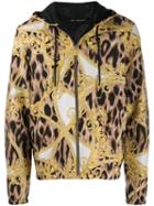 Versace Wild Barocco Print Hooded Jacket - Black