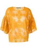 Alberta Ferretti Lace Panelled Blouse - Yellow