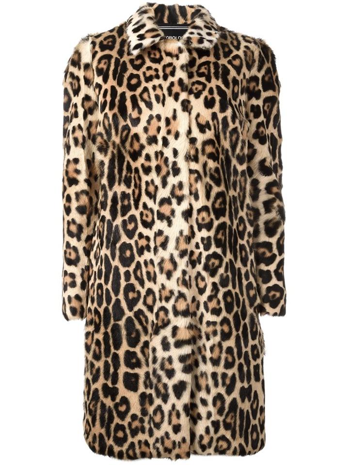 Marco Bologna Leopard Print Coat, Women's, Size: 40, Black, Kid Leather