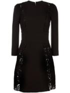 Dolce & Gabbana Lace Insert Dress, Women's, Size: 40, Black, Virgin Wool/cotton/polyamide/polyamide