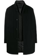Emporio Armani Colour Block Single Breasted Coat - Black