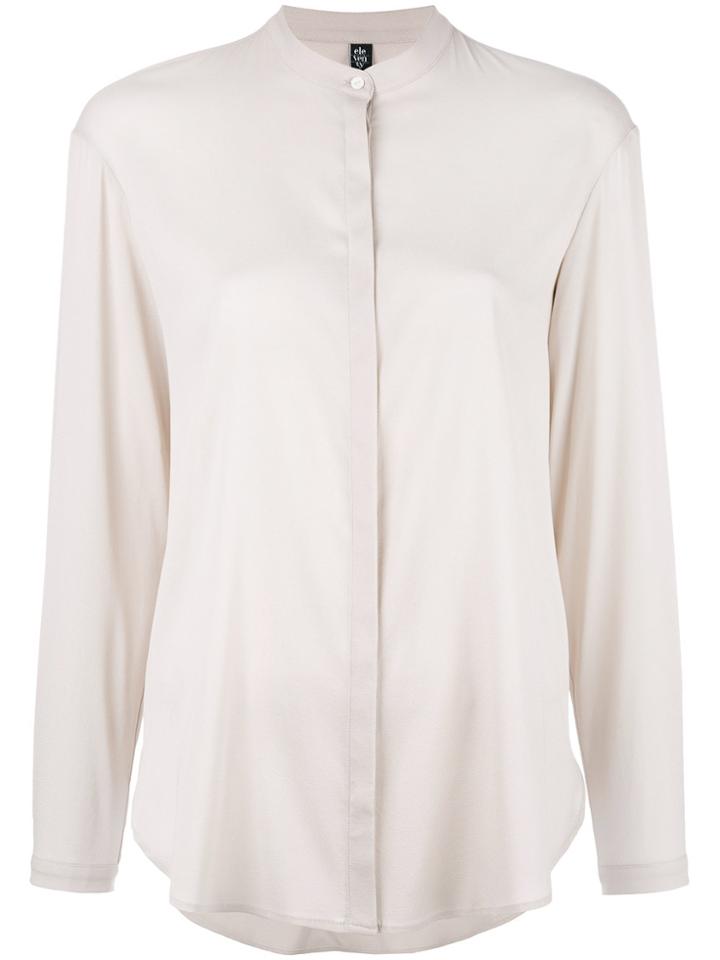 Eleventy Band Collar Shirt - Nude & Neutrals