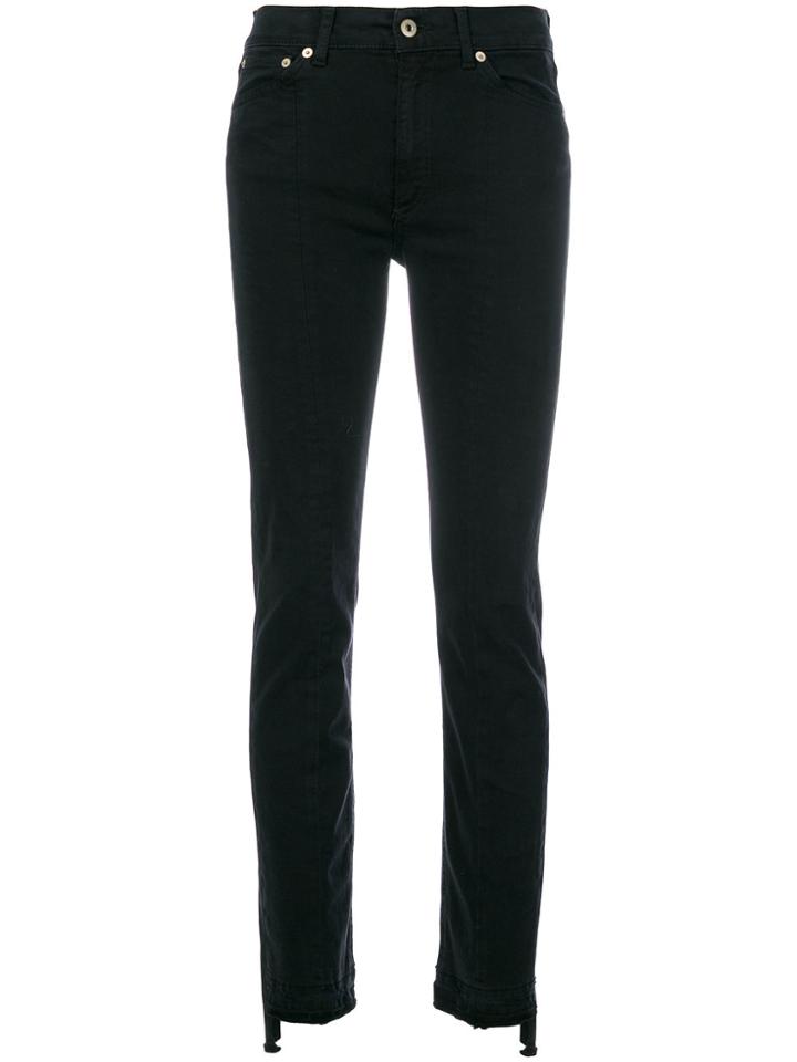 Dondup High Low Cut Hem Skinny Jeans - Black