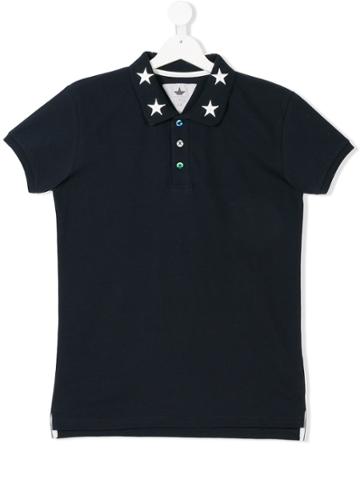 Macchia J Kids Teen Star Embroidered Polo Shirt - Blue