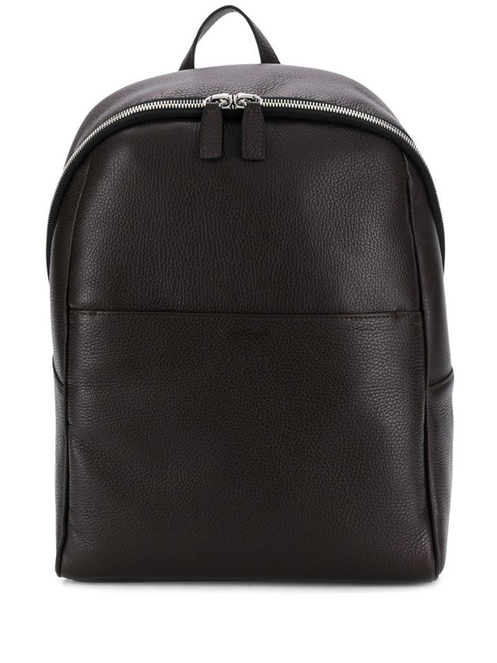Canali Textured Leather Backpack - Brown