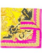Versace Barocco Printed Silk Scarf - Yellow
