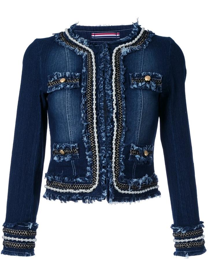 Guild Prime Pearl Trimmed Denim Jacket, Women's, Size: 34, Blue, Cotton