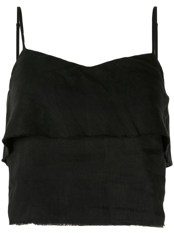 Venroy Cropped V-neck Top - Black