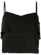 Venroy Cropped V-neck Top - Black