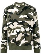 Valentino Rockstud Camouflage Sweatshirt, Men's, Size: Small, Green, Cotton/polyamide