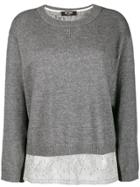Twin-set Boxy Jumper With Slip Top - Grey