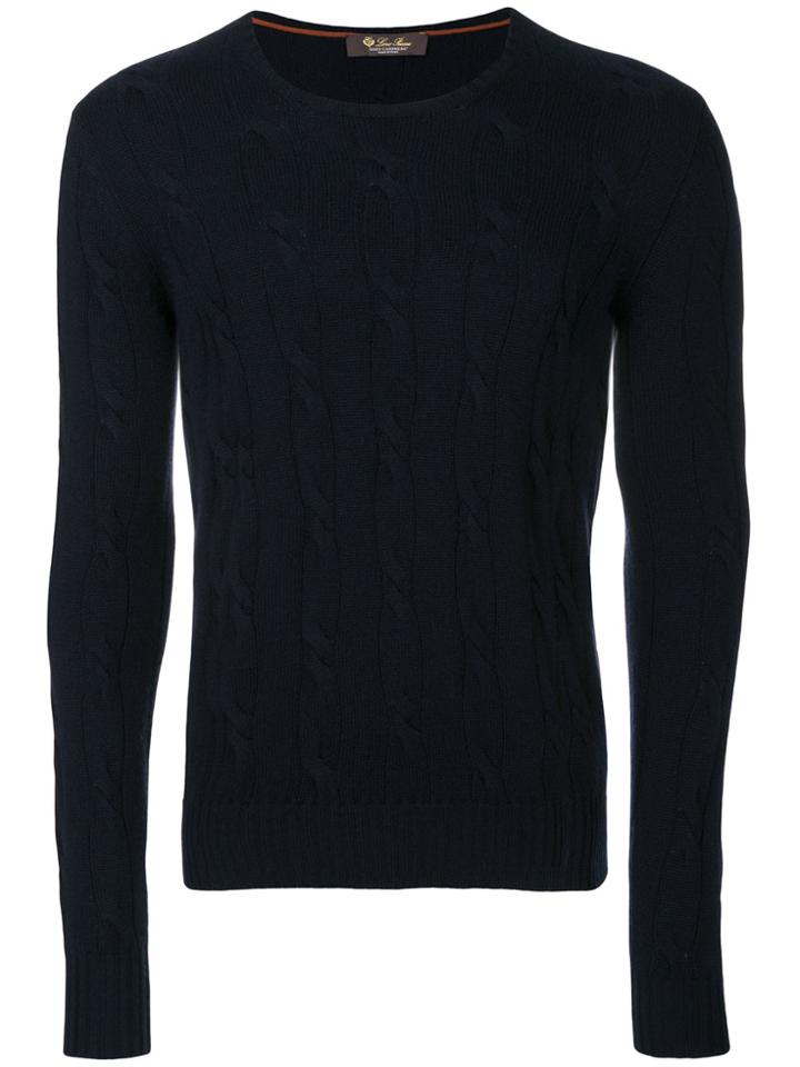 Loro Piana Knitted Crew Neck Sweater - Blue