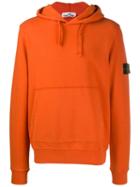 Stone Island Logo Patch Hoodie - Orange