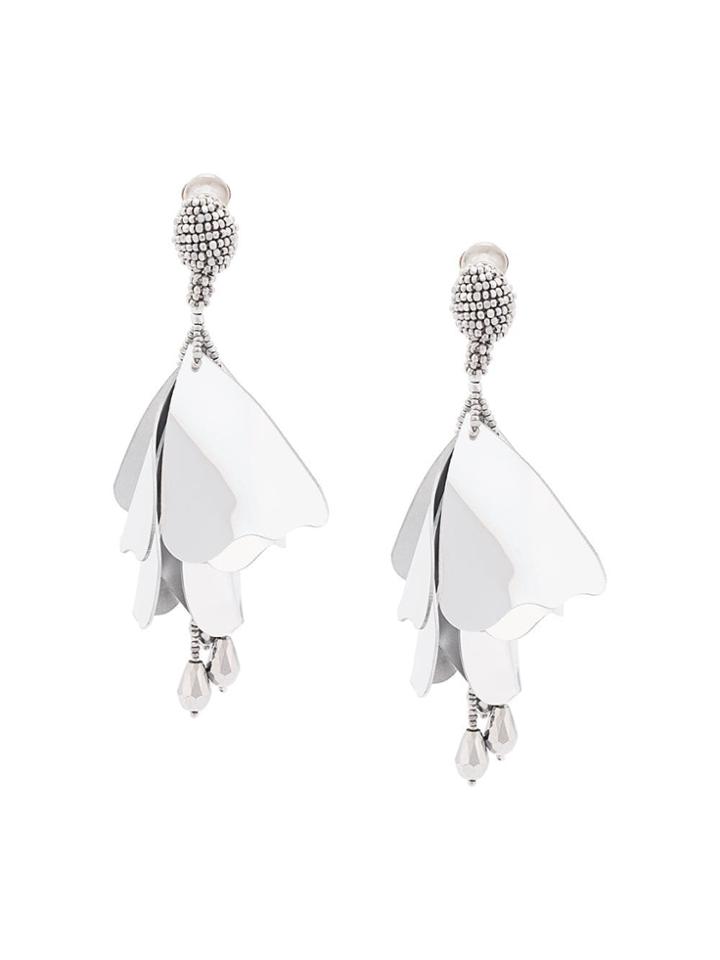 Oscar De La Renta Impatiens Clip On Drop Earrings - Metallic