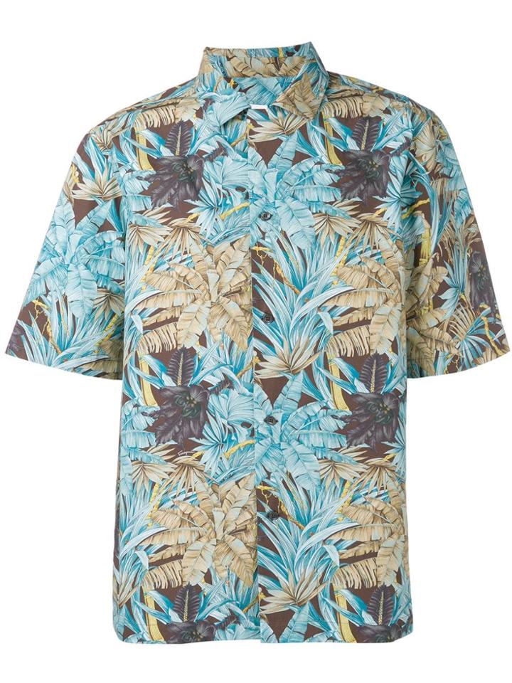 Salvatore Ferragamo Blue Leaves Shirt