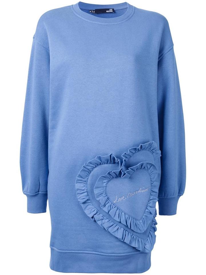 Love Moschino Heart Detail Dress, Women's, Size: 42, Blue, Cotton/polyester