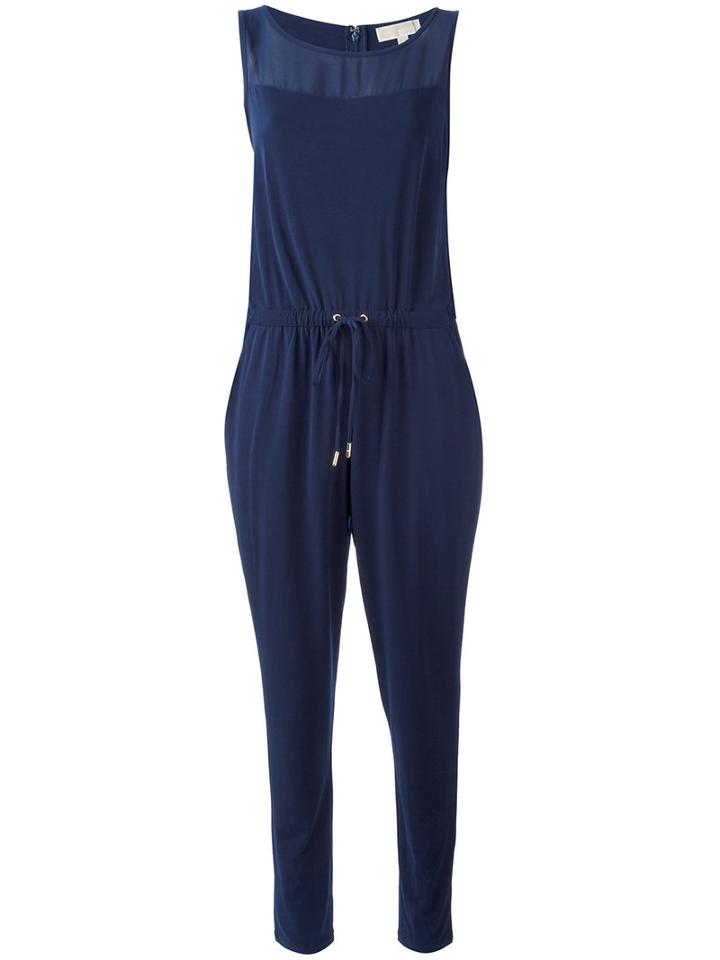 Michael Michael Kors - Drawstring Tapered Leg Jumpsuit - Women - Polyester/spandex/elastane - M, Blue, Polyester/spandex/elastane