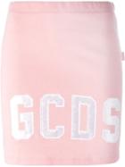 Gcds Logo Patch Jersey Mini Skirt, Women's, Size: S, Pink/purple, Cotton