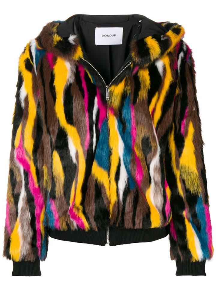 Dondup Patterned Faux Fur Jacket - Yellow & Orange