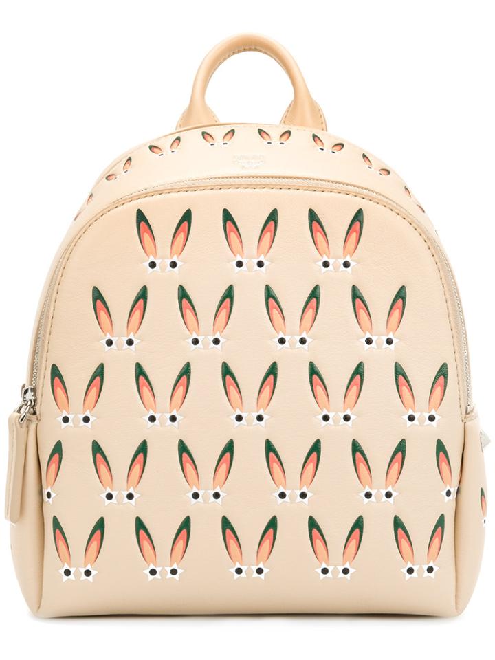 Mcm Bunny Ears Print Backpack - Nude & Neutrals