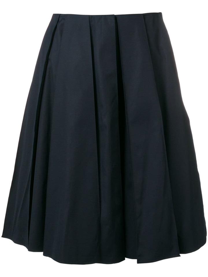Jil Sander Navy Pleated Skirt - Blue