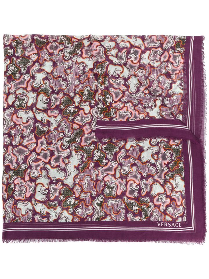 Versace The Wild Side Print Scarf - Pink & Purple