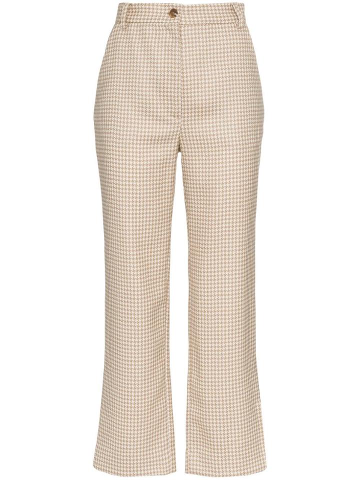 Maryam Nassir Zadeh Willow Houndstooth Wool Trousers - Brown
