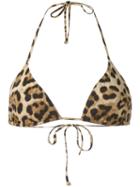 Dolce & Gabbana - Leopard Print Triangle Bikini Top - Women - Polyamide/spandex/elastane - Iv, Nude/neutrals, Polyamide/spandex/elastane