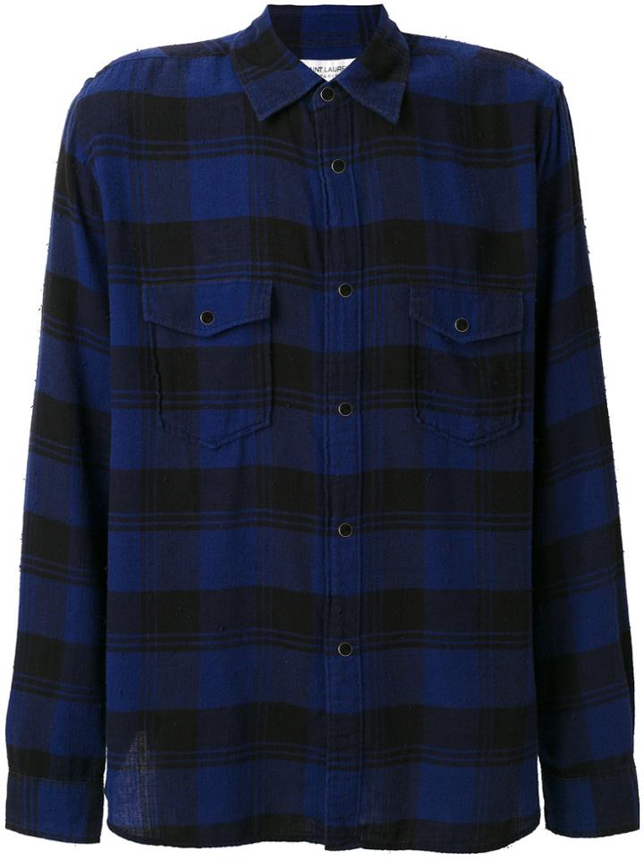 Saint Laurent Classic Plaid Shirt - Black