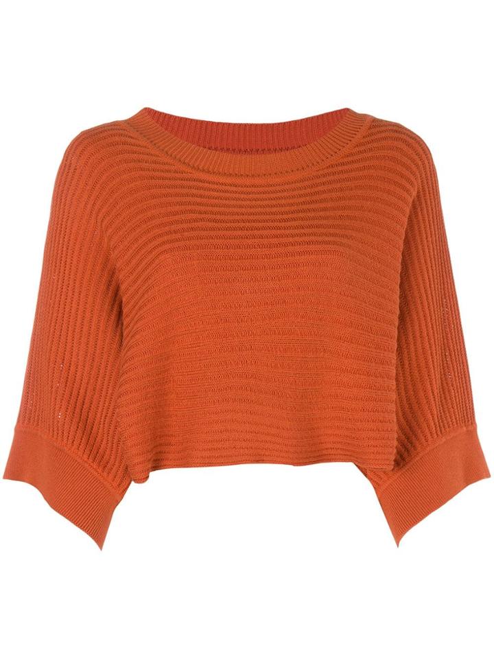Issey Miyake Vintage 80's Cropped Knitted Blouse - Yellow & Orange