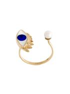 Delfina Delettrez Eye Piercing Ring, Women's, Metallic, 9kt Gold/enamel/pearls