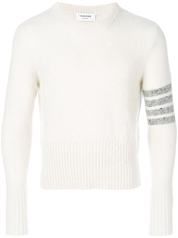 Thom Browne Striped Arm Slim-fit Jumper - White